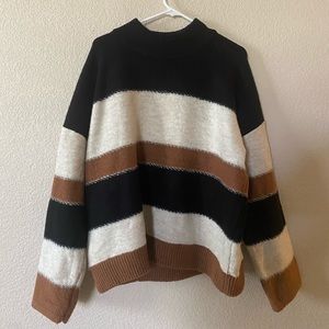Mock Neck Stripe Sweater